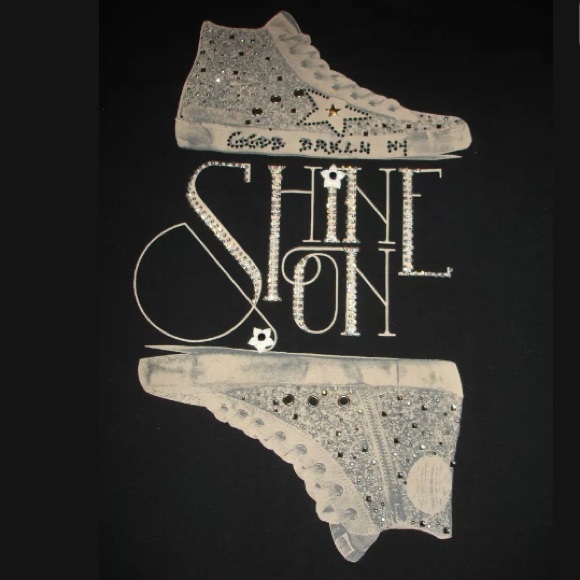 Monte Cervino Cotton Black Embellished Tee L/XL - Picture 8 of 8